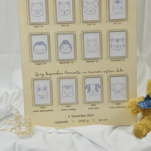 Personalisierter Fotorahmen Baby Fotoboard Meilenstein Fototafel Mein erstes Jahr Babyfotos erstes Jahr Geschenk zur Geburt Bild 4