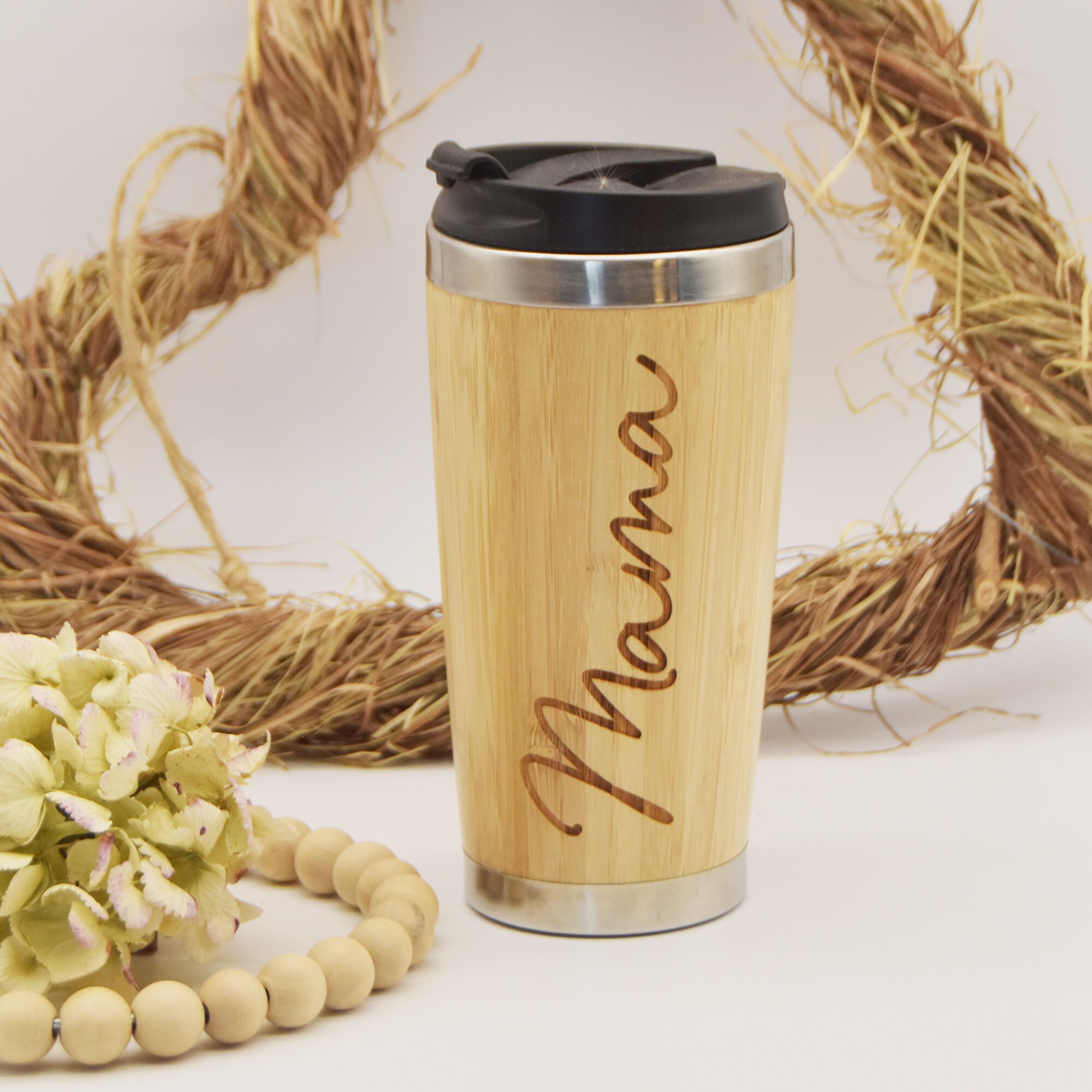 Personalisierter Bambus Togo Becher - Graviert Mit Deinem Wunschnamen | 8  Verschiedene Schriftarten >> Unser Nachhaltiger Geschenktipp << - Etsy