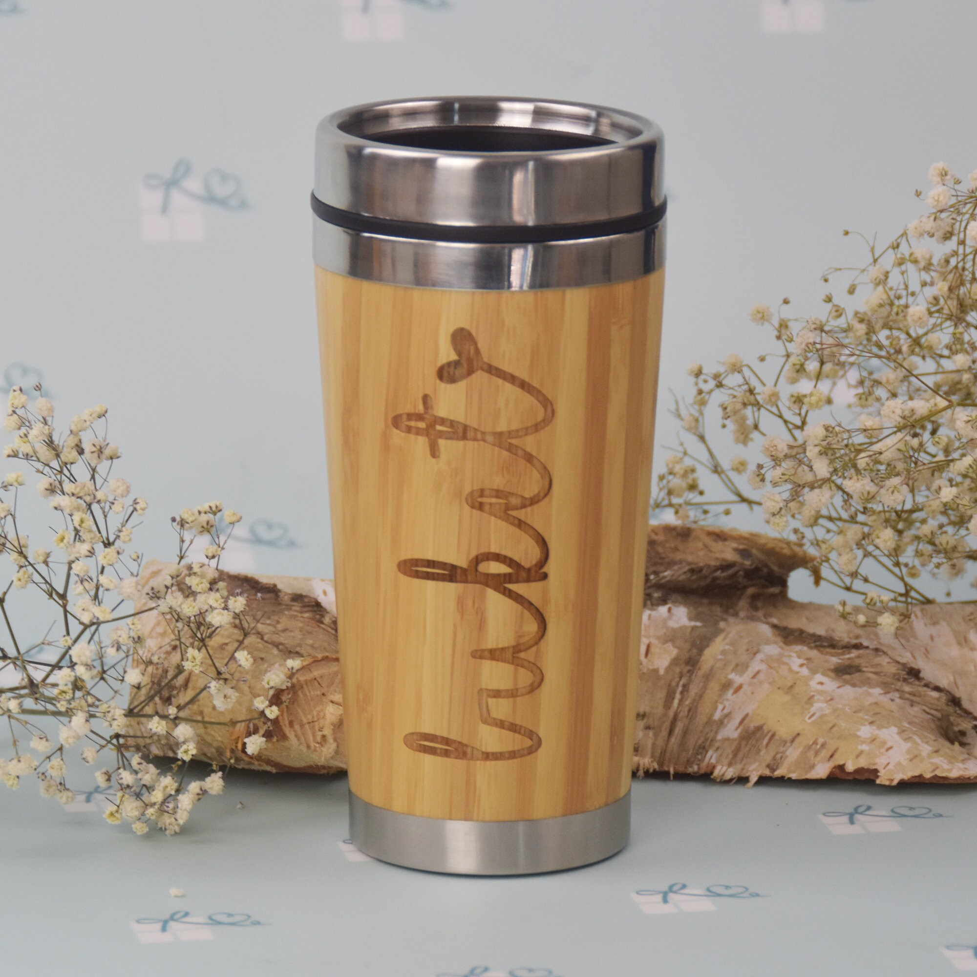 ToGo Becher Bambus mit Wunschname graviert 5 verschiedene Etsy