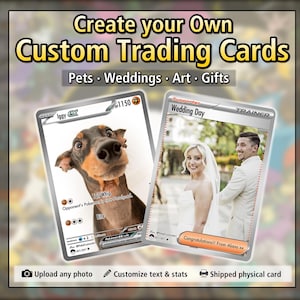 Impression de cartes à collectionner personnalisées à partir de votre photo - Carte-cadeau personnalisée pour animaux de compagnie, mariages et souvenirs
