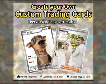 Impresión de tarjetas coleccionables personalizadas con tu foto: regalo personalizado para mascotas, bodas y recuerdos.