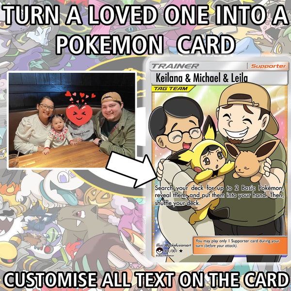 Custom Made Pokemon Cards - Become a Pokemon Card! - Full Art, Holo and Non-Holo - Fast Track - Fusion Monster Cards Personalised