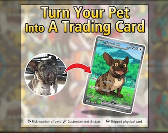 Customisable Hand Drawn Pet Anime Trading Card: Holo or Non Holo