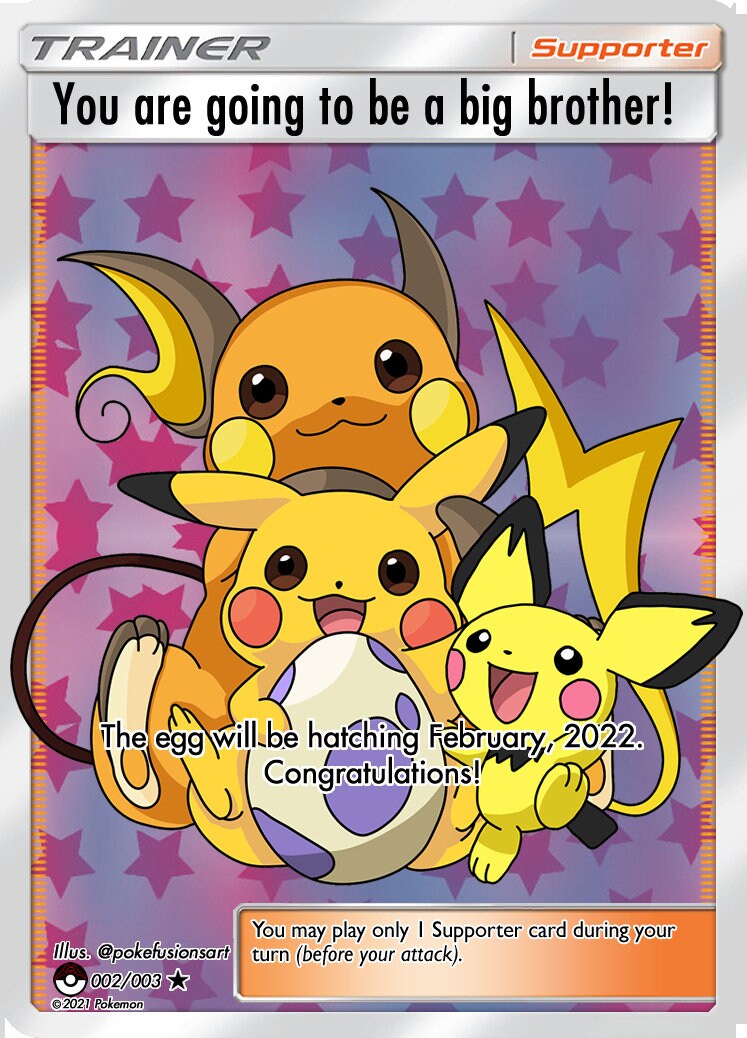 Artist Trading Cards Custom Made Pregnancy Reveal Pokemon Card Choose