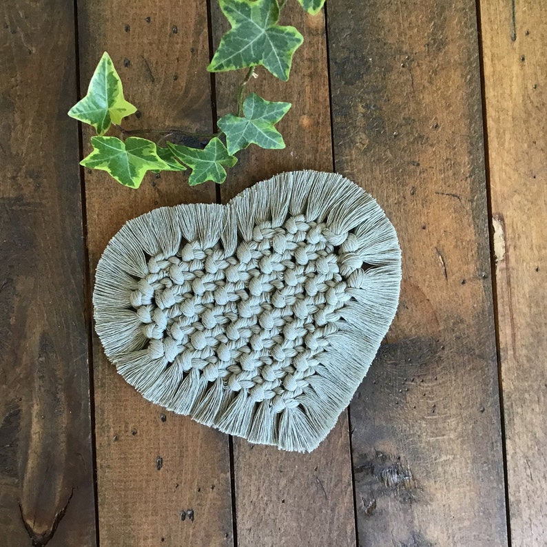 Macrame Heart Coaster Macrame Coaster Hot Pad Pot Holder Etsy