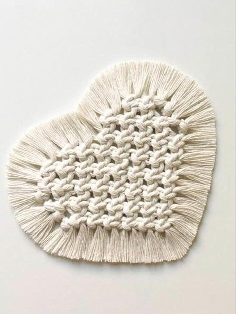 Macrame Heart Coaster Macrame Coaster Hot Pad Pot Holder Etsy