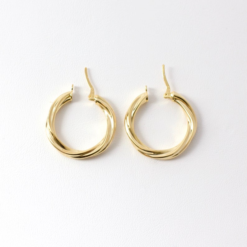 18k Gold Plated Thick Twisted Hoop Earrings Chunky Gold Hoop - Etsy
