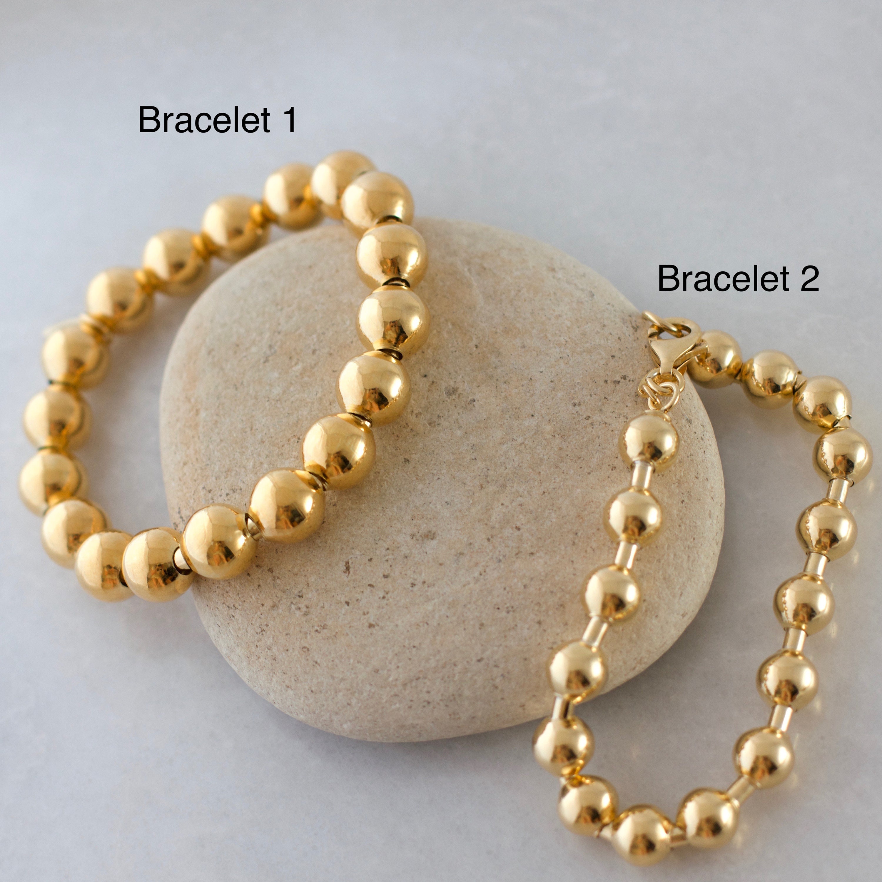 Gold Ball Bead Bracelet 14k Gold Plated 925 Sterling Silver Etsy