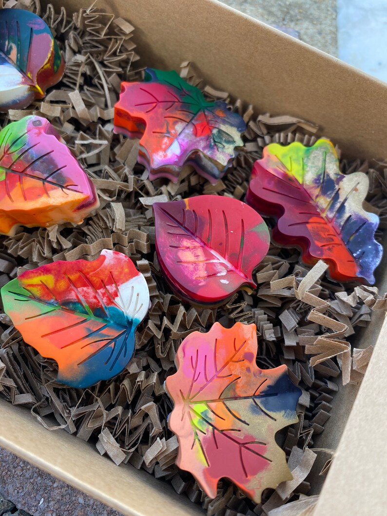 Party Favor Leaf Crayons Tie Dye Recycled Easter Basket Kids Gift Upcycled Non Toxic Set of 8 eco friendly