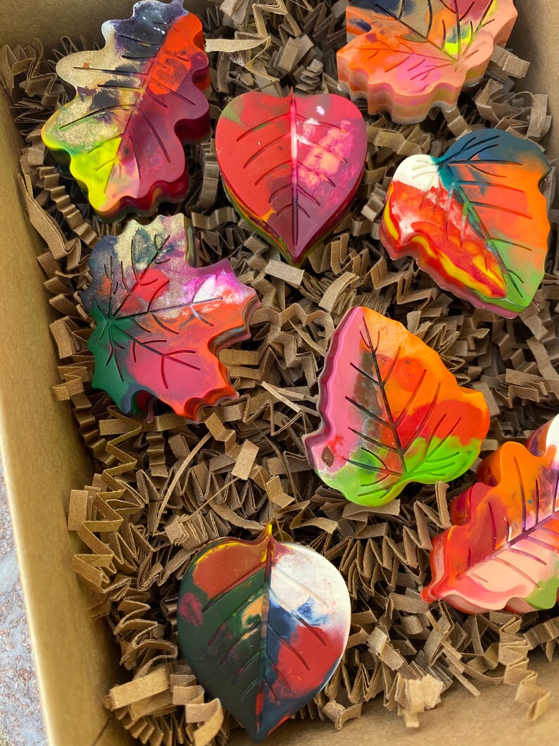 Party Favor Leaf Crayons Tie Dye Recycled Easter Basket Kids Gift Upcycled Non Toxic Set of 8 eco friendly