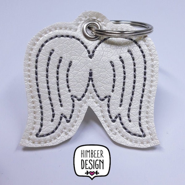 Wings Angel Angel wings Keychain ITH Embroidery File Embroidery deer In The Hoop Snap Tab Key Fob