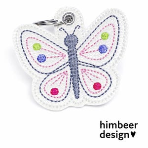 Butterfly Keyring ITH Embroidery File (Deer In The Hoop Snap Tab Key Fob)