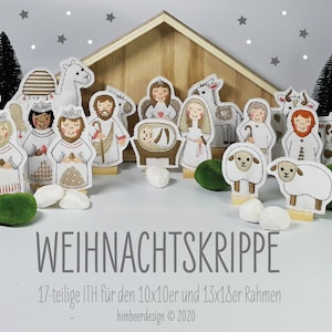 Kerststal 17-delige set 10x10 ITH borduurbestand