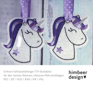 Unicorn keychain ITH embroidery file