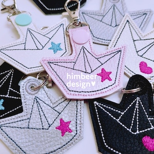 Paper boat boat keychain ITH embroidery file