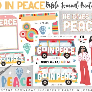 Peace Bible Journaling Printable, Peace Be Still, Christian Art, Fashion Woman, Faith, Traceable, Sticker, Woman Clipart, Instant Download