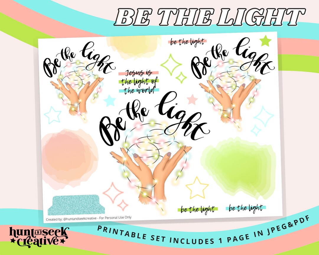 Be the Light, Printable Stickers for Bible Journaling, Faith Planner ...
