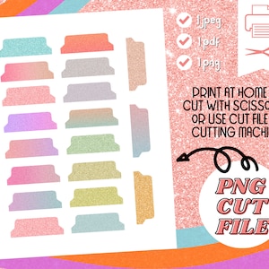 Glitter & Sparkle Printable Bible Tabs for Bible Journaling, Planner, Prayer Journal, Binder Organization | PNG Cut File or Fussy Cut
