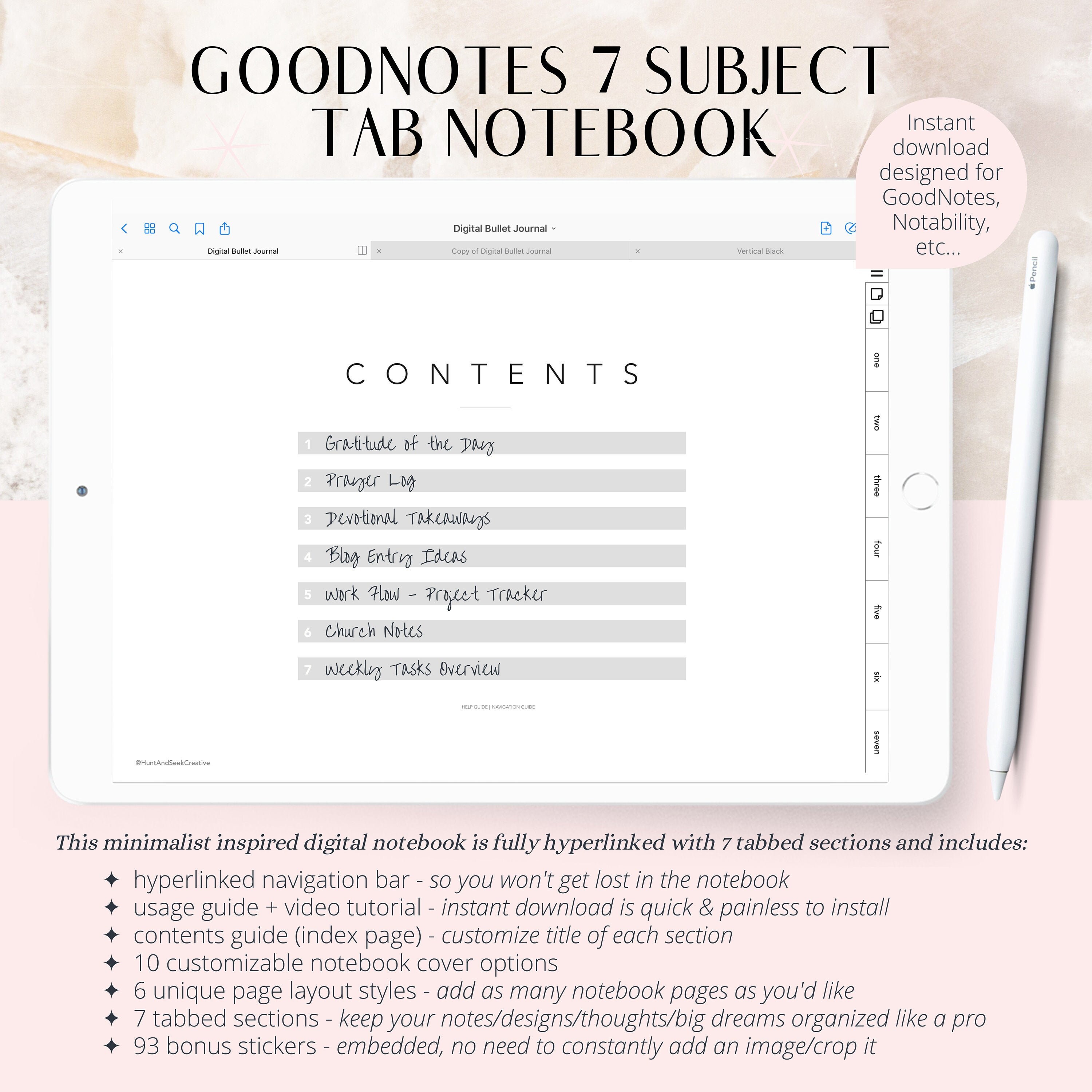 7 Subject Digital Bullet Journal Goodnotes 5 Bujo Digital Etsy 7 Subject Digital Bullet Journal Goodnotes 5 Bujo Digital Etsy