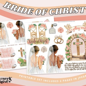 Bride of Christ, Bridal Clipart Printable Sticker kit for Bible Journaling, Bridegroom, Wedding, Planner, Christian Graphics, Prayer Journal