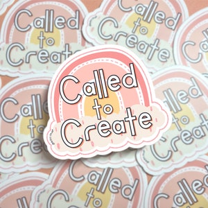 Called To Create Die-Cut Sticker, Rainbow Waterproof Christian Faith Decal, Jesus Sticker for Bible Journaling, Hydro Flask