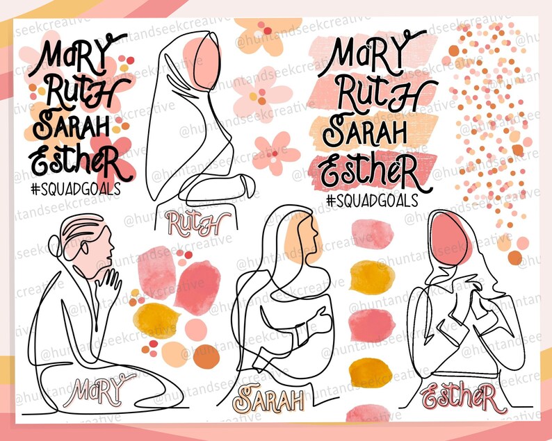 Mary, Ruth, Sarah, Ester, Printable Stickers for Bible Journaling ...