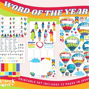 My Word for 2022 - Bible Journaling Printable Kit, Sticker Sheet, Word of the Year, One Little Word, New Year Clipart, Christian Ephemera