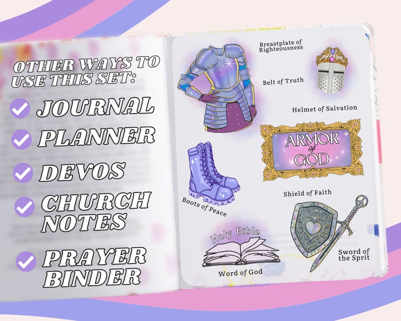 Armor of God Printable Graphic Sticker Set for Bible Journaling, Faith ...