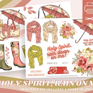 Holy Spirit You Are Welcome Here, Rain On Me, Printable Sticker Sheet for Bible Journaling - Faith Planner - Prayer Journal - Christian Art