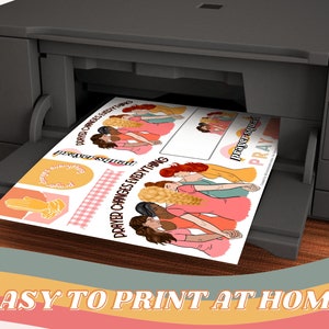 May include: Printable stickers featuring illustrations of women holding hands with the text "Prayer Changes Everything" and "Prayer Squad" in a colorful design. Easy to print at home.