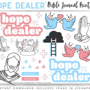 Hope Dealer,Bible Journaling Printable,Christian Art Journal,Prayer,Jesus Saves,Faith,Traceable,Sticker,Digital Download, Print and Cut,Dove