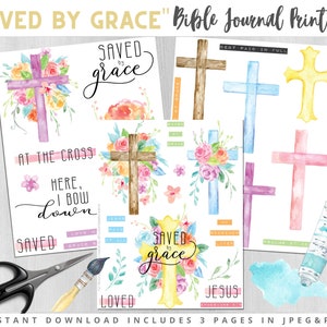 At the Cross Printable Sticker Sheet for Bible Journaling, Easter Crafts, Faith Planner, Junk Journal, Christian Art, Prayer Binder