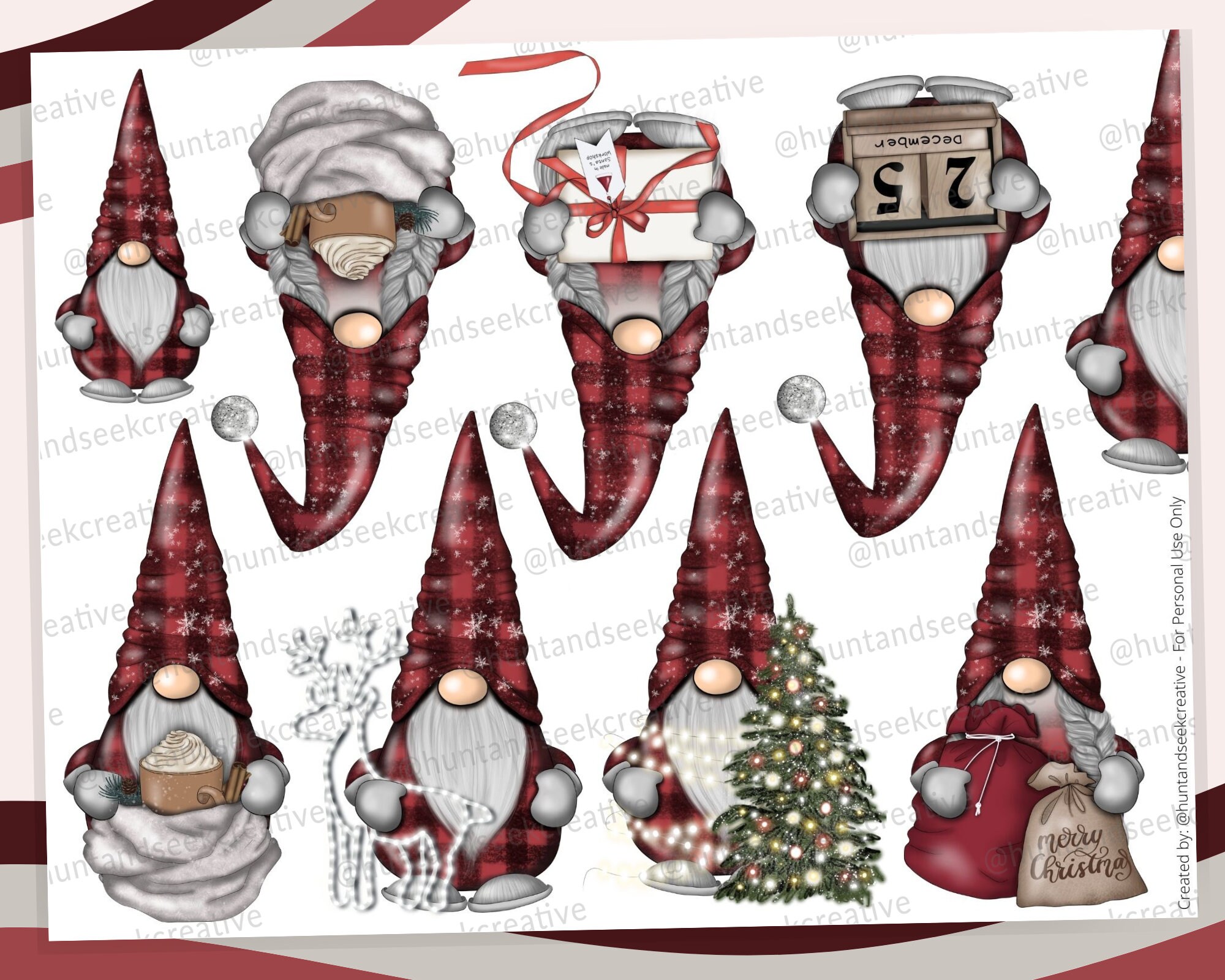 Gnome Christmas Printable Sticker Sheet-bible Journaling | Etsy