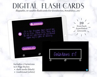 Digital Flashcards | Flash Cards | Student Index Cards | Homeschool Tools | Dotted, Grid, Lined | iPad Tablet GoodNotes Notability