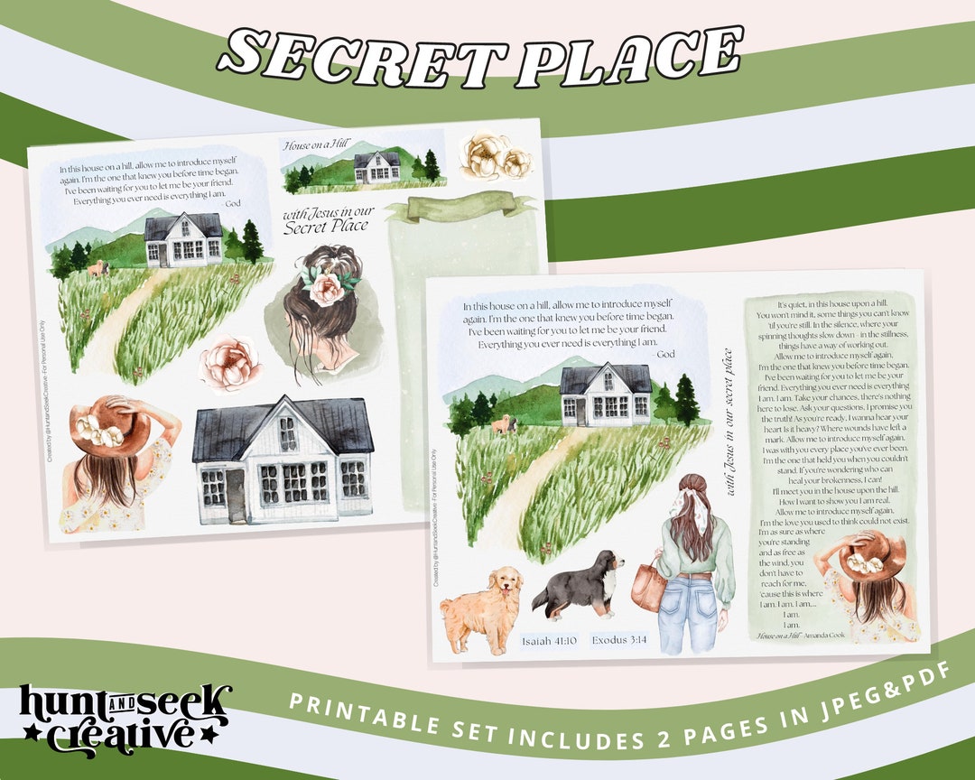 Secret Place | Printable Sticker Sheet - Bible Journaling | Watercolor House | Faith Planner ...