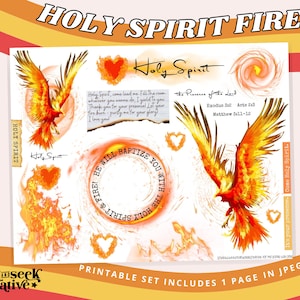 Holy Spirit Fire, Printable Sticker Kit- Bible Journaling, Faith Planner, Prayer Journal, Christian Clipart, Presence Driven, Acts, Exodus