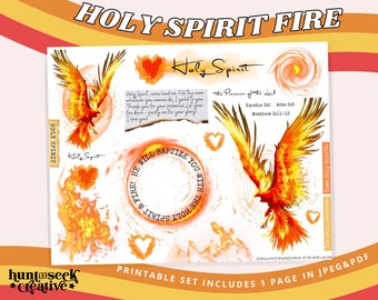 Holy Spirit Fire, Printable Sticker Kit- Bible Journaling, Faith Planner, Prayer Journal, Christian Clipart, Presence Driven, Acts, Exodus