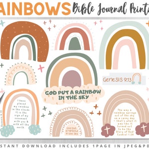 Bible Journaling Printable, Rainbow Clipart, Faith Planner, Christian Art,Traceable, Rainbow Sticker,Print At Home, Instant Digital Download