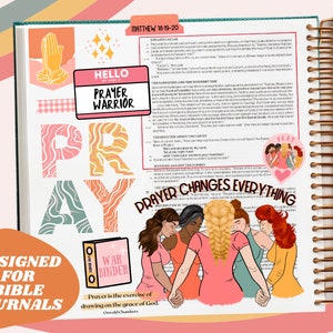 Gebet ändert alles, druckbare Aufkleber für Bibel Journaling, Frauen beten Clipart, Gebet Krieger Grafiken, christliche Bibel Lieferungen