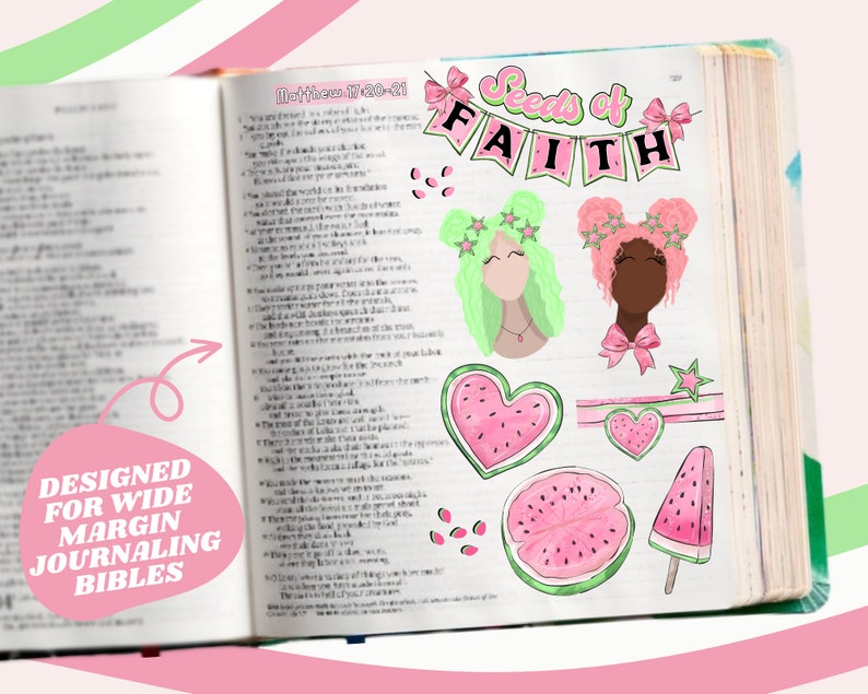 Watermelon Scripture Seeds of Faith, Watermelon Summer Girls, Printable Sticker Sheet for ...