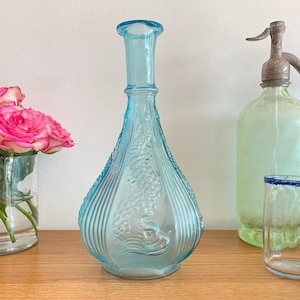 Antique French Pressed Glass Bottle feat. Fish Motive