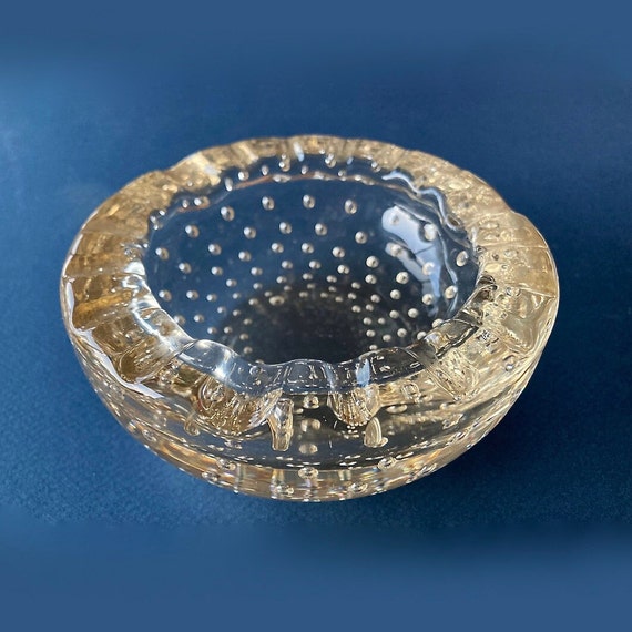 ヴィンテージ ドーム フランス クリスタル灰皿：サイン入りブリカンテ