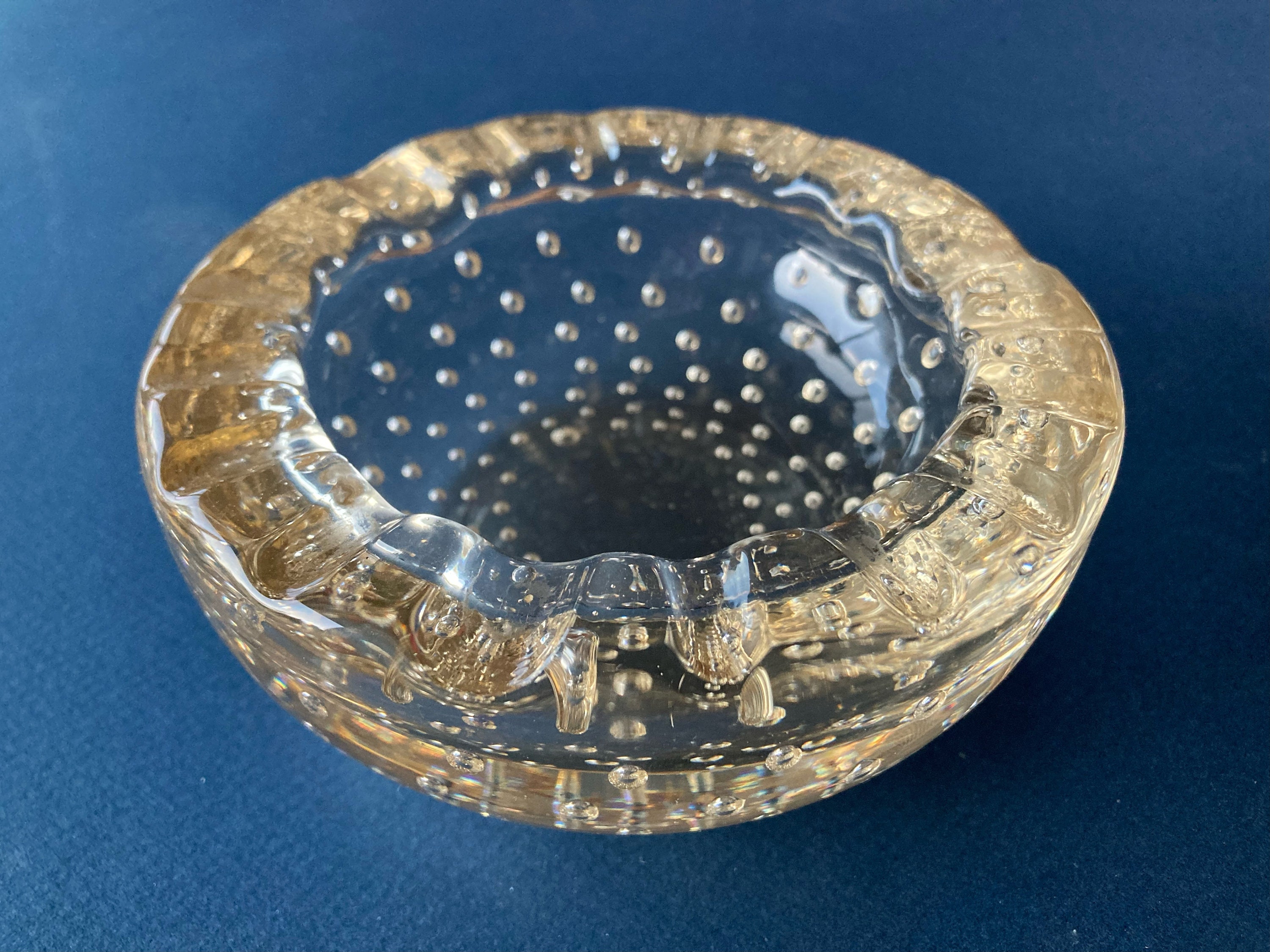 ヴィンテージ ドーム フランス クリスタル灰皿：サイン入りブリカンテ