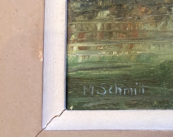 ヴィンテージ アルザス風景油絵、サイン入り フランス美術、1947