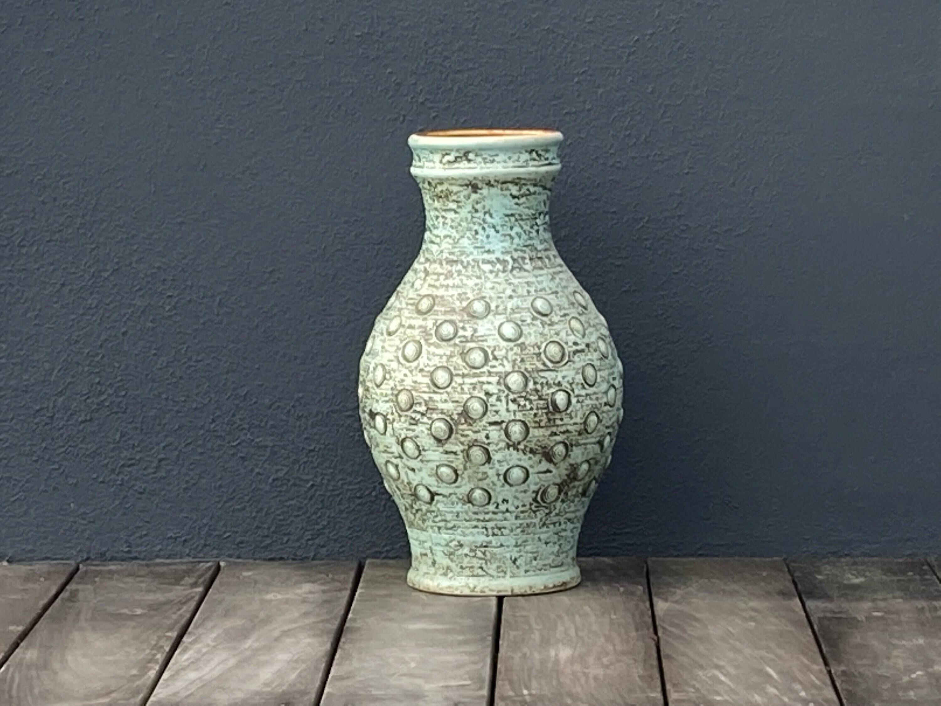 xxl Mid-Century German Fat Lava Floor Vase By Jasba Modèle 1576-45, Vintage West Art Pottery