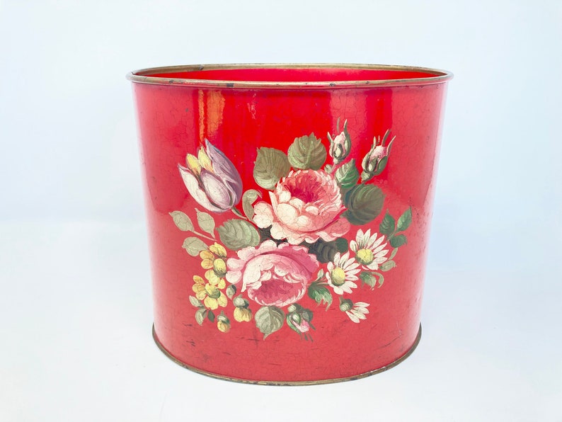 Vintage French Wastepaper Bin in Metal With Colorful Etsy