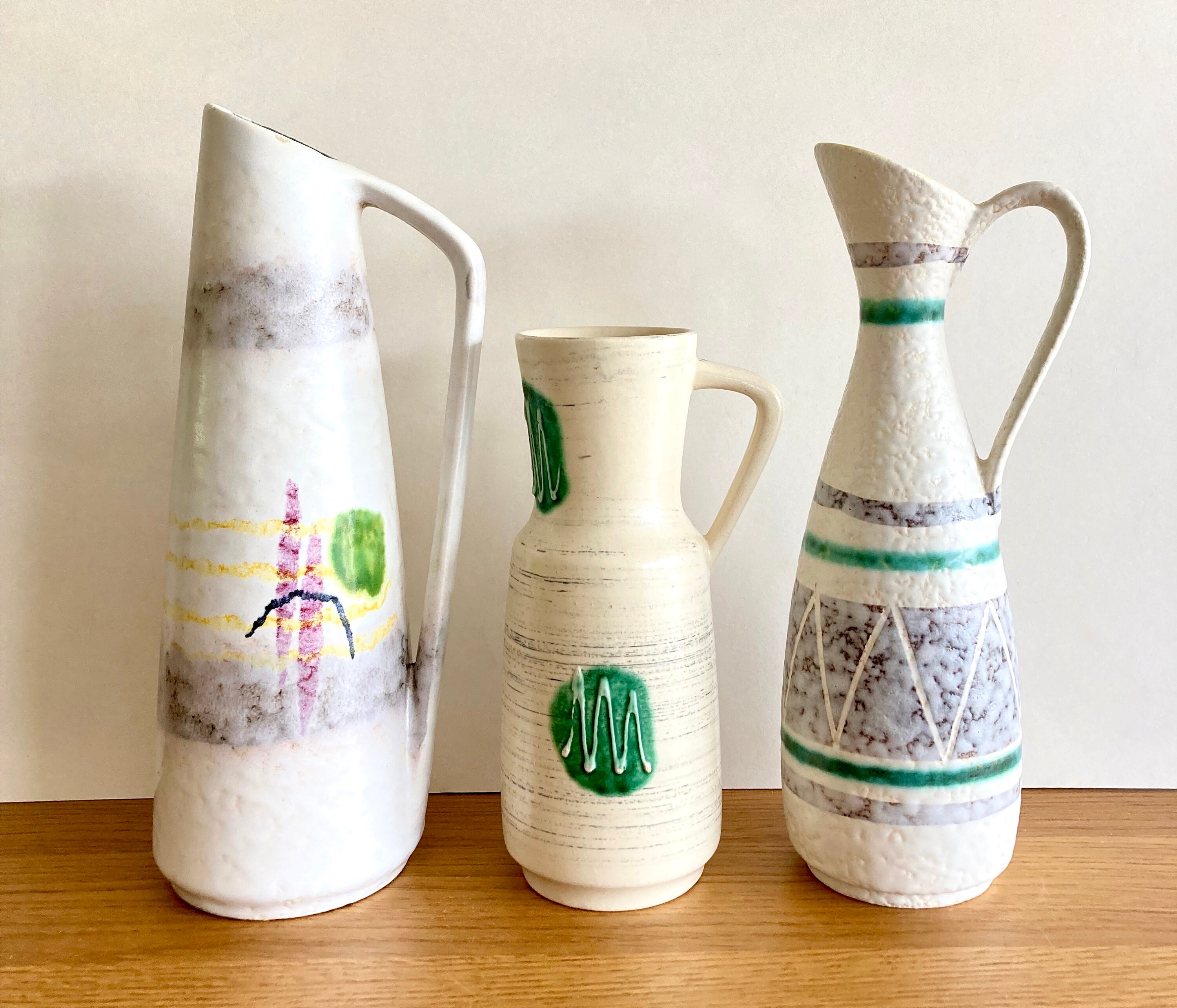 Mid-century Modern German Ceramic Vases: Three Fat Lava