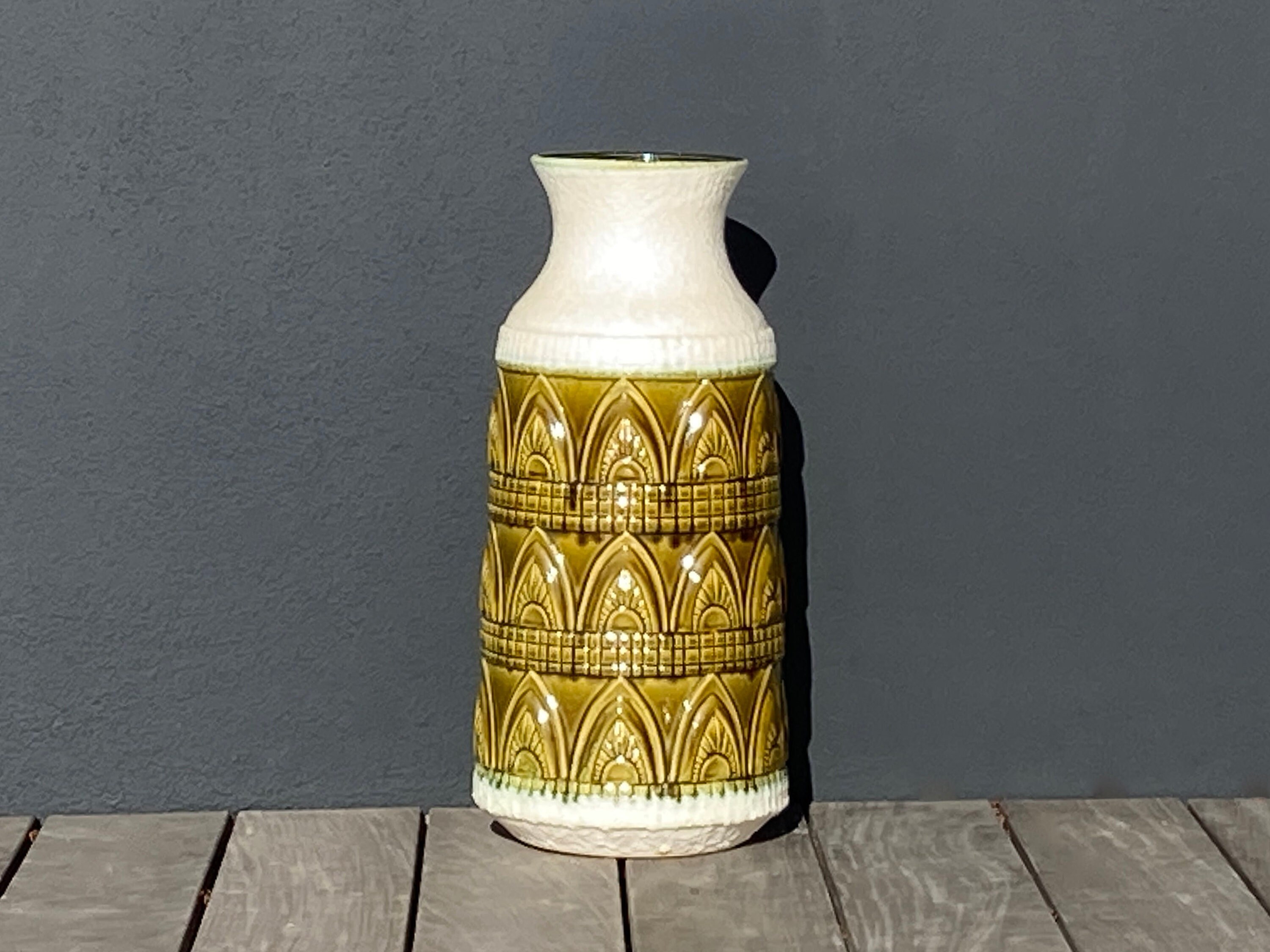 xxl Mid-Century German Fat Lava Floor Vase Par Üebelacker, 1960S Ü-Keramik Art Pottery Model 1485/50