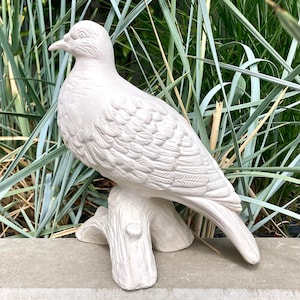Vintage French Ceramic Pigeon, Decorative White Pigeon in Molded Ceramic, Bird Ornament