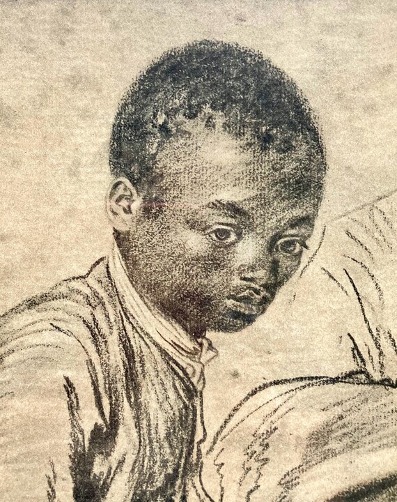 アンティーク額入り子供の肖像画リトグラフ：ジャン＝アントワーヌ